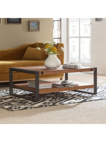 home24 Couchtisch MANCHESTER 110 cm mit Ablage in Akazie Grau