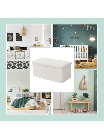 relaxdays Sitzbank in Weiß - (B)76 x (H)38 x (T)38 cm