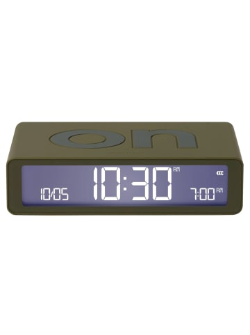 Lexon Digital-Wecker Flip Classic Khaki Anthrazit / Grün