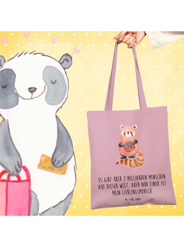 Mr. & Mrs. Panda Schultertasche Roter Panda mit Spruch in Rosa Pastell
