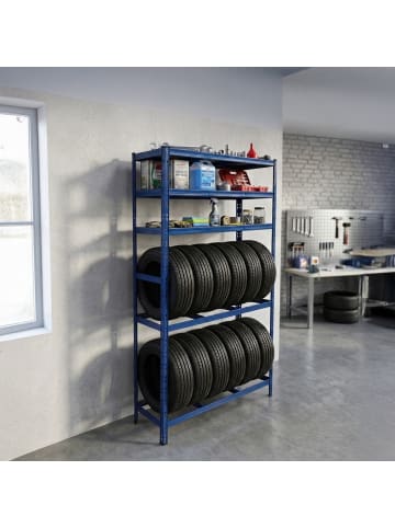 relaxdays Reifenregal in Blau - (B)120 x (H)210 x (T)40 cm