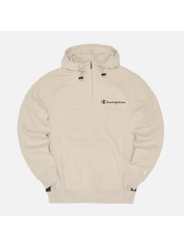 Champion Sweatshirt Hooded Half Zip Sweatshirt in Beige