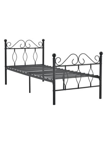 en.casa Metallbett Apolda in Schwarz (B)90cm