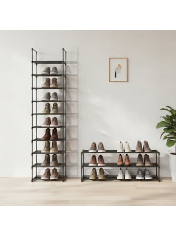 relaxdays Schuhregal "10 Ebenen" in Schwarz - (B)45 x (H)174 x (T)30 cm