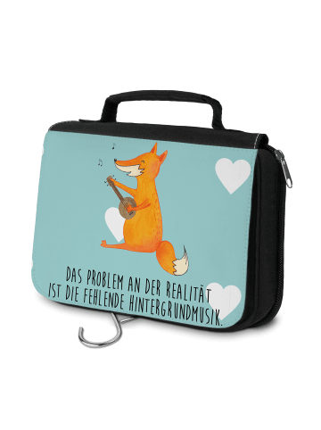 Mr. & Mrs. Panda Waschtasche Fuchs Gitarre mit Spruch in Türkis Pastell