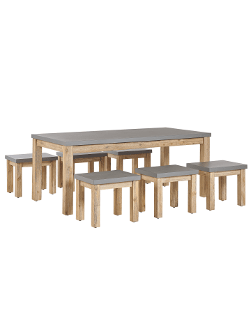 Beliani 7-tlg Gartentisch Set OSTUNI in Grau