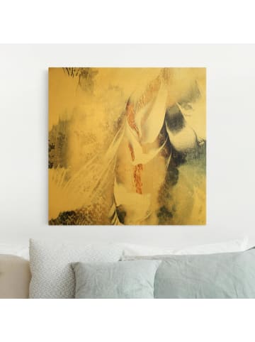 WALLART Leinwandbild Gold - Goldene abstrakte Wintermalerei in Gold