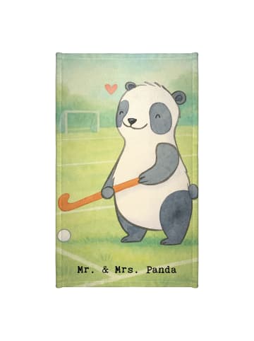 Mr. & Mrs. Panda Handtuch Panda Hockey spielen Design ohne Spruch in Weiß