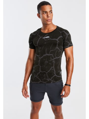 Leif Nelson Herren Seamless Sport T-Shirt Fitness Top in schwarz