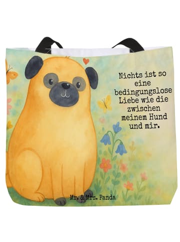Mr. & Mrs. Panda Strandtasche Mops Design mit Spruch in Weiß