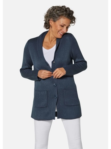 GOLDNER Kurzgröße:  Strickjacke Kuschelweiche, kaschierende Strickjacke in jeansblau