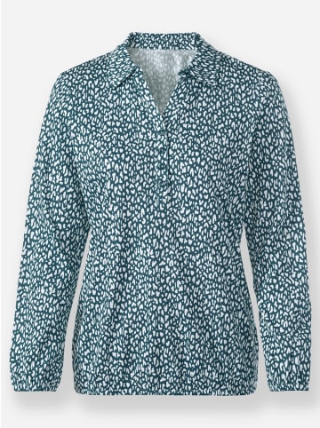 WITT WEIDEN Langarmshirt in petrol-weiß-bedruckt