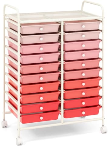COSTWAY Rollcontainer in Rosa