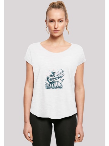 F4NT4STIC Long Cut T-Shirt Skelett spielt Gitarre, Musik, Liebe in weiß