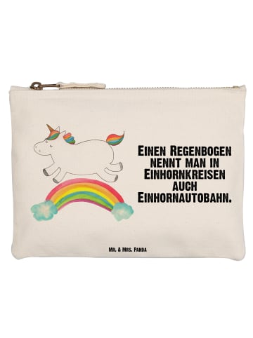 Mr. & Mrs. Panda Make-up-Tasche Einhorn Regenbogen mit Spruch in Weiß