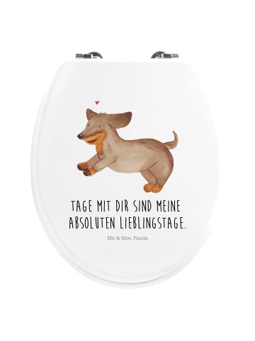 Mr. & Mrs. Panda Motiv WC Sitz Hund Dackel mit Spruch in Weiß