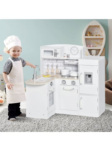 HOMCOM Kinderküche in Weiß 86L x 64B x 84,5H cm