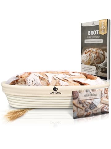 Exitoso EXITOSO Gärkörbchen zum Brotbacken inkl. E-Book-Rezept - Ø 35cm - Peddigrohr