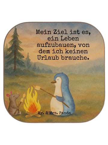Mr. & Mrs. Panda Untersetzer Quadratisch Pinguin Lagerfeuer Desi... in Weiß