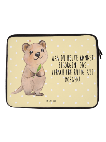 Mr. & Mrs. Panda Notebook Tasche Quokka Happy mit Spruch in Gelb Pastell