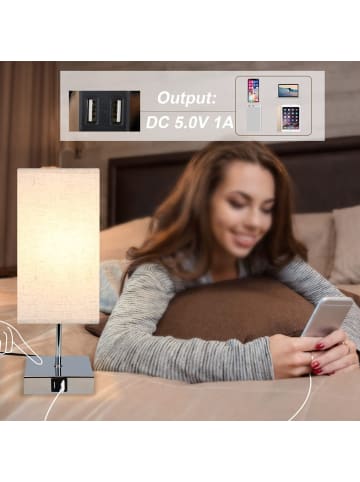 ZMH 2er-Set Tischleuchte in chrom 1-flammige E27 rechteckig Touch Dimmbar