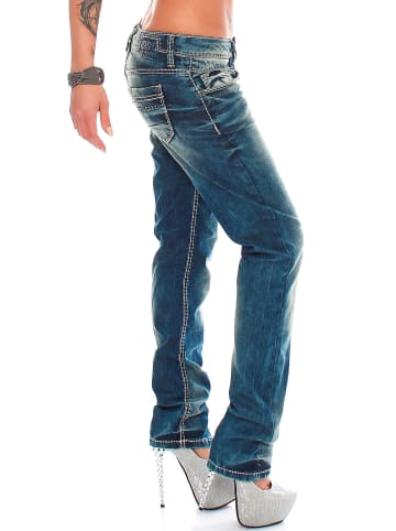 Cipo & Baxx Damen Slim Fit Hose Stonewashed in Blue