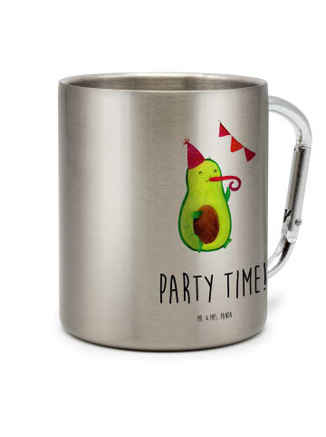 Mr. & Mrs. Panda Edelstahlbecher Avocado Party Zeit mit Spruch in Silber