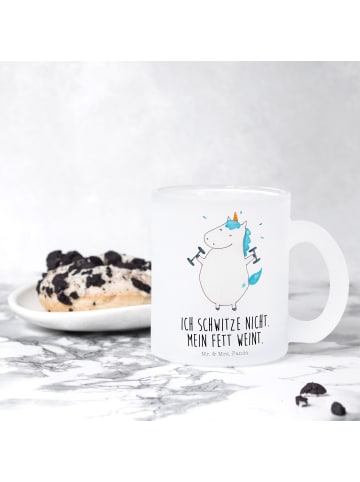 Mr. & Mrs. Panda Teetasse Einhorn Fitness mit Spruch in Transparent