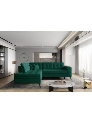 MF Design Lenny Recamiere Links in Flaschengrün -  (L) 210 x (B) 260 x (H) 93 cm
