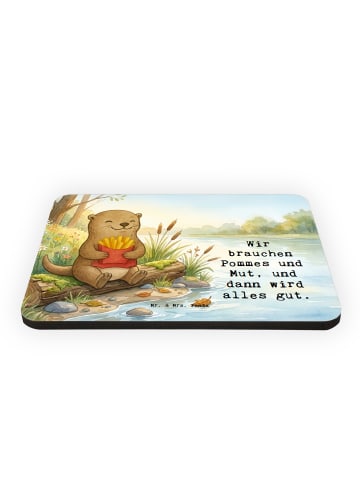 Mr. & Mrs. Panda Kühlschrankmagnet Otter Pommes Design mit Spruch in Weiß