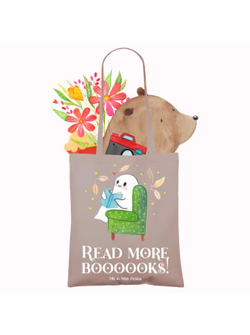 Mr. & Mrs. Panda Laptoptasche Gespenst  Buch  mit Spruch in Braun Pastell
