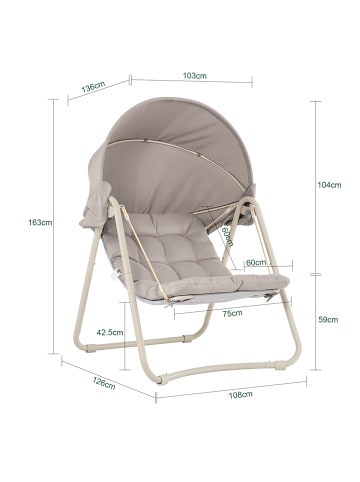 SoBuy Hängesessel in Hellgrau - (W) 126 x (H) 163 x (L) 108 cm