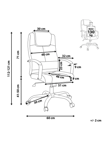 Beliani Bürostuhl WINNER in Beige/Silber/Schwarz - (W) 60 x (H) 112 x (L) 60 cm
