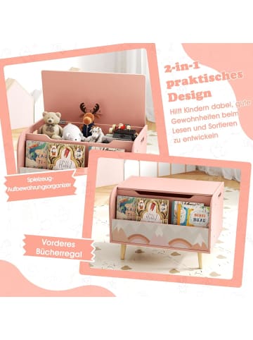 COSTWAY Spielzeugtruhe mit Deckel in Rosa