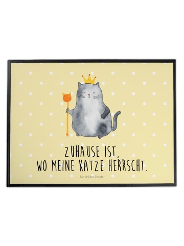 Mr. & Mrs. Panda Tischmatte Katze König mit Spruch in Gelb Pastell