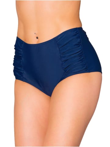 Aquarti Aquarti Damen Bikinihose mit Hoher Taille und Raffung in dunkelblau
