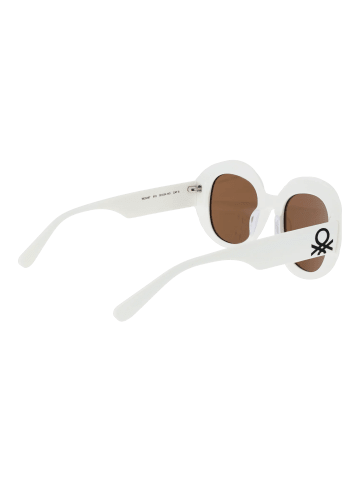 Benetton Frauen Sonnenbrille Rund Weiß