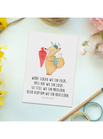 Mr. & Mrs. Panda Grußkarte Fuchs Schulkind mit Spruch in Weiß