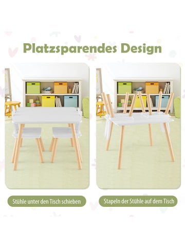 COSTWAY Kindertisch mit 2 Stühlen in Weiß