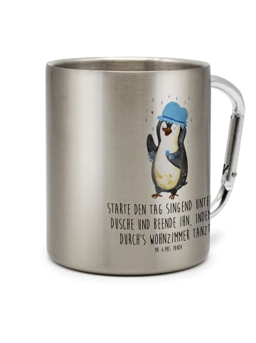 Mr. & Mrs. Panda Kaffeetasse Pinguin Duschen mit Spruch in Silber