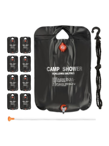 relaxdays 9x Campingdusche in Schwarz - 20 l