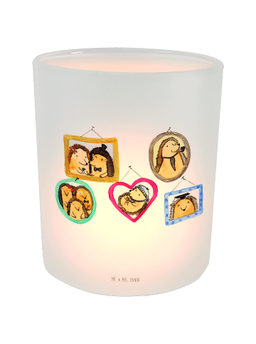 Mr. & Mrs. Panda Windlicht aus Glas Igel Familie ohne Spruch in Transparent