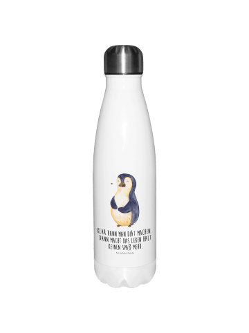 Mr. & Mrs. Panda Thermosflasche Pinguin Diät mit Spruch in Weiß