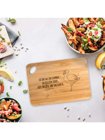 Mr. & Mrs. Panda Holzbrett Flamingo Classic mit Spruch in Braun