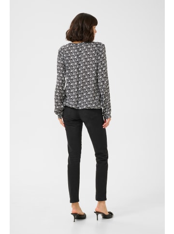 Kaffe Langarm-Bluse KAditte Regular fit in Black/Moonstruck Retro Print