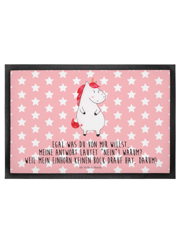 Mr. & Mrs. Panda Fußmatte Einhorn Wut mit Spruch in Rot Pastell