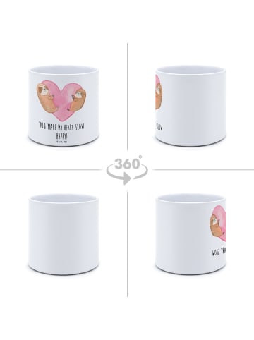 Mr. & Mrs. Panda Übertopf Faultiere Herz mit Spruch in Weiß