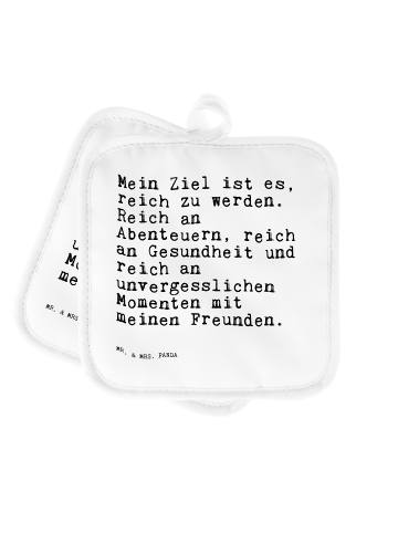 Mr. & Mrs. Panda Topflappen Mein Ziel ist es,... mit Spruch in Weiß