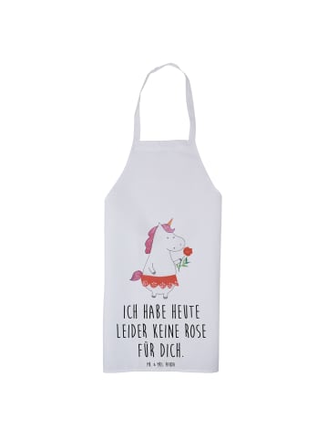 Mr. & Mrs. Panda Kochschürze Einhorn Dame mit Spruch in Weiß