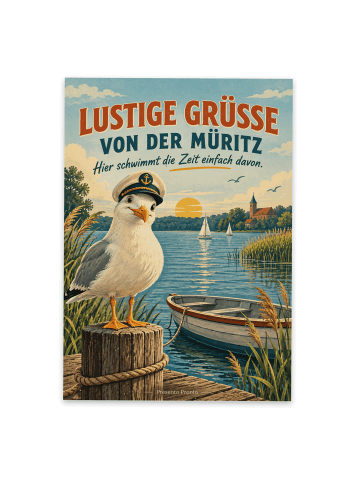 Postkarte Möwe humorvoll Design mit Spruch in Weiß